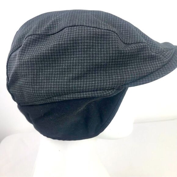 Tilly Endurables Gray Blue Plaid Newboy Peaky Blinders Fleece Earflap Cap - Picture 2 of 14